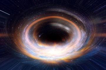 black hole or wormhole in galaxy space and times across in the universe concept art. Elements of this image furnished by NASA.