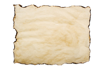 old paper with torn edges isolated on white