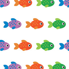 Vector aquarium fish illustration. Colorful cartoon flat aquarium fish for your design. Seamless fish pattern for baby or child room.