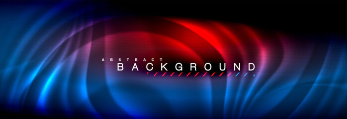 Neon glowing fluid wave lines, magic energy space light concept, abstract background wallpaper design