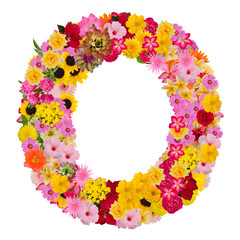 Letter O alphabet with flower ABC concept type as logo isolated on white background. With clipping path