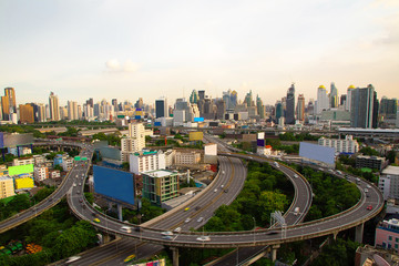 Highway road in city bangkok Cityscape in Thailand 