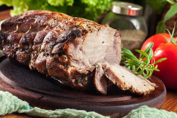 Roasted pork loin with herbs