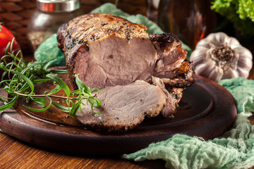 Roasted pork loin with herbs