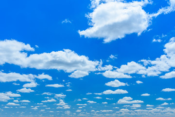 White fluffy clouds in deep blue sky