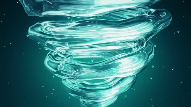 Abstract background with swirl of crystal glass and glassed drops or clean water. Animation of seamless loop.