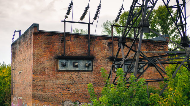 An image of detail of an old High Voltage Transformer