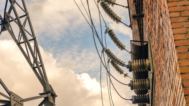 An image of detail of an old High Voltage Transformer