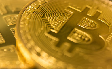 Bitcoin the digital currency super macro shot