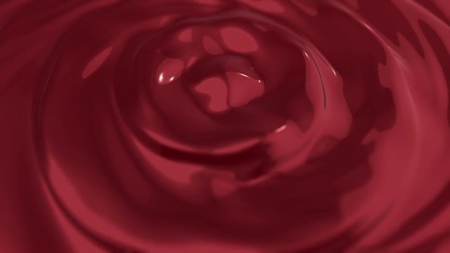 Animation of waves and ripples in red blood. Rippled surface of red liquid paint. Animation of ripple on surface of red paint. Animation of seamless loop.