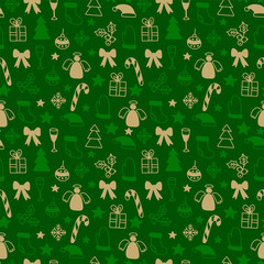 Vector Seamless Winter Pattern Background with christmas elements