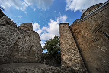 A castle complex Ananuri on the Aragvi River in Georgia