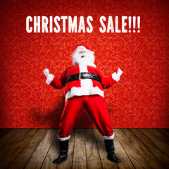 Weihnachtsmann freut sich über Christmas Sale