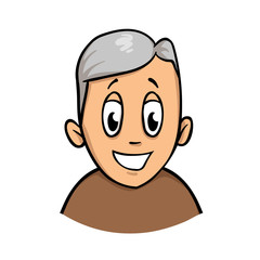 Happy smiling active senior man. Cartoon design icon. Colorful flat vector illustration. Isolated on white background.