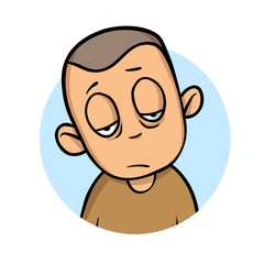 Obraz premium Exhausted young guy. Flat design icon. Colorful flat vector illustration. Isolated on white background.