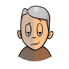 Mood swings in senior age. Depression signs and symptoms. Cartoon design icon. Colorful flat vector illustration. Isolated on white background.