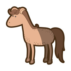 brown clear silhouette of cartoon horse with freckles and standing