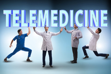 Telehealth concept with doctor doing remote check-up