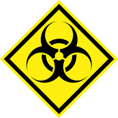 Yellow hazard sign with biohazard substances