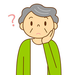女性　シニア　おばあちゃん　疑問　考える