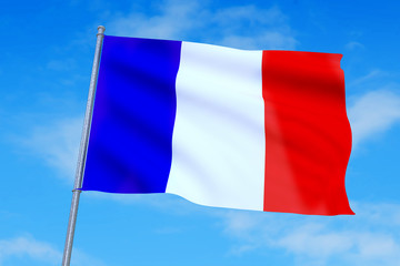 flag france white background red white blue lagpole