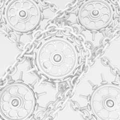 White Chain Gear Wheels Cross