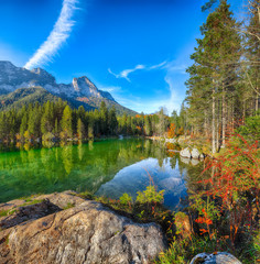 Fantastic autumn sunny day on Hintersee lake