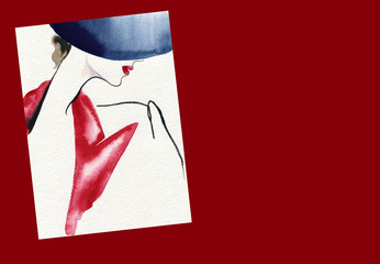 beautiful woman. fashion illustration. watercolor painting
