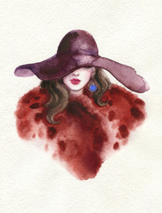 beautiful woman. fashion illustration. watercolor painting
