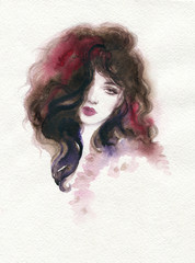 beautiful woman. fashion illustration. watercolor painting
