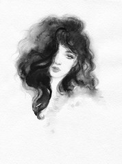 beautiful woman. fashion illustration. watercolor painting
