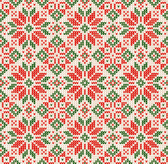 Ugly sweater Christmas Season Winter seamless background scandinavian ornaments.