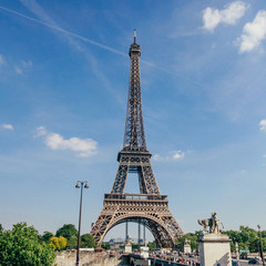 Fototapeta premium The Eiffel Tower is a metal tower in the center of Paris