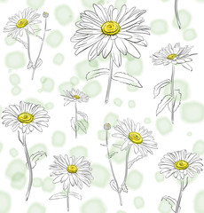 seamless watercolor flowers arrangement	