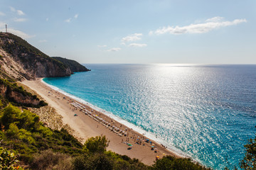Fototapeta na wymiar Milos beach on the Ionian sea, Lefkada island, Greece