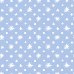 Seamless pattern of white silhouette snowflakes on the blue background, vector backgrounds, winter season, Christmas, snow, texture for wallpaper, wrapping, greeting card, print 