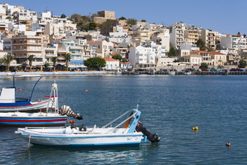 Fototapeta na wymiar Greek boats in Sitia harbor