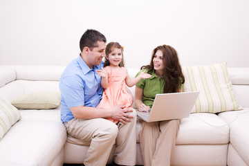 happy family watching tv