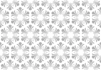 Foto op Plexiglas Flower geometric pattern. Seamless vector background. White and grey ornament. Ornament for fabric, wallpaper, packaging, Decorative print. © ELENA