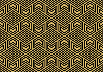 Abstract geometric pattern. A seamless vector background. Gold and black ornament. Graphic modern pattern. Simple lattice graphic design