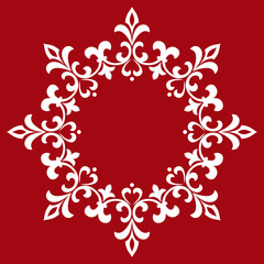 Decorative frame Elegant vector element for design in Eastern style, place for text. Floral red border. Lace illustration for invitations and greeting cards