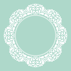 Decorative frame Elegant vector element for design in Eastern style, place for text. Floral blue border. Lace illustration for invitations and greeting cards