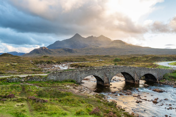 Sligachan Bridge and The Cuillins, Isle of Skye at sunset © panifuzja