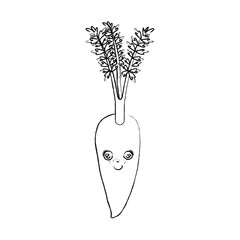 monochrome blurred silhouette of caricature carrot with stem and leaves