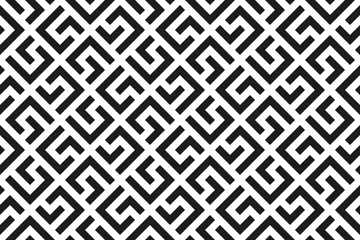 Fototapete Schwarz-weiß Abstraktes geometrisches Muster. Ein nahtloser Vektorhintergrund. Weiße und schwarze Verzierung. Grafisches modernes Muster. Einfaches Gittergrafikdesign