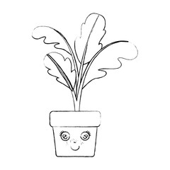 monochrome blurred silhouette of caricature of beet plant in flower pot