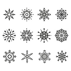 Obraz premium Snowflakes icon collection. Graphic vector modern ornament.