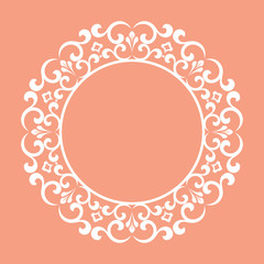 Decorative frame Elegant vector element for design in Eastern style, place for text. Floral pink border. Lace illustration for invitations and greeting cards