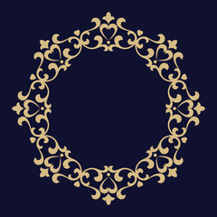 Decorative frame Elegant vector element for design in Eastern style, place for text. Floral golden border. Lace illustration for invitations and greeting cards.