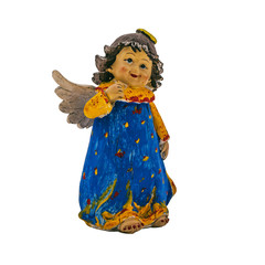 Christmas toy in the form of an angel on a white background.